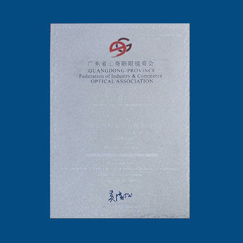 Honored as a member of "Guangdong Provincial Federation of Industry and Commerce Optical Chamber of Commerce" in January 2003